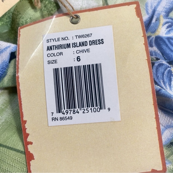 Tommy Bahama 100% Silk Anthurium Island Dress Size 6 Chive Green Floral NWT - Picture 8 of 9